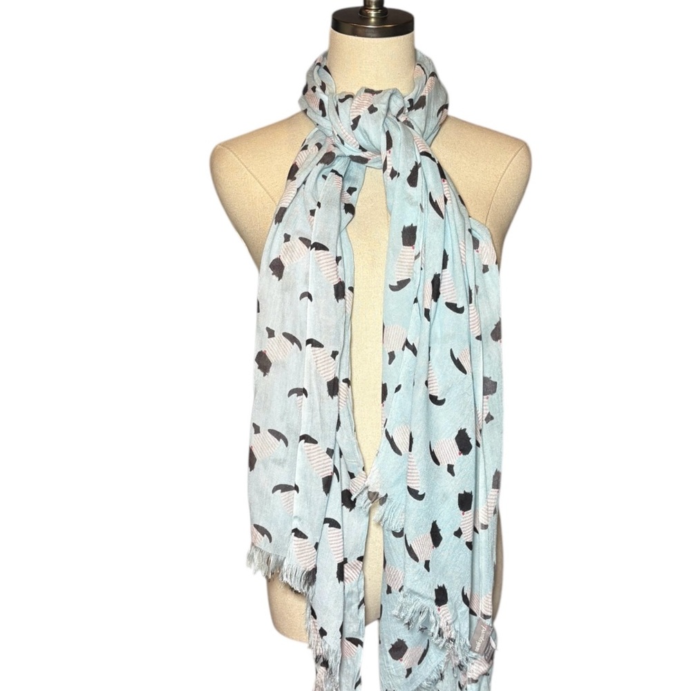New Scottie Dog Scottish Terrier Light Blue Patterned Scarf Lightweight